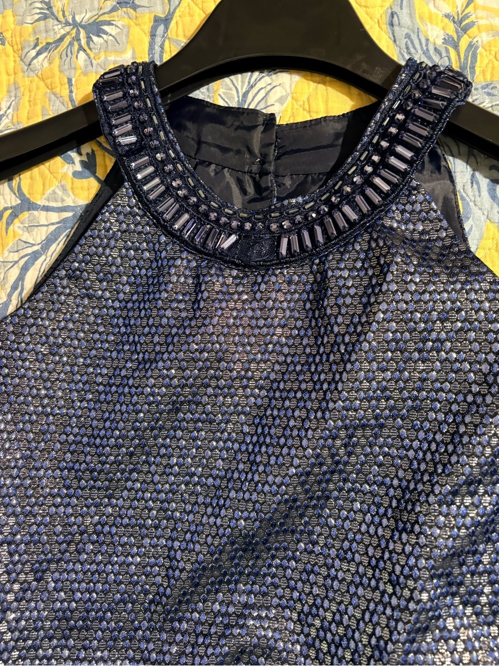 Rare Editions Navy Blue Sparkle Halter Dress - Picture 3 of 8